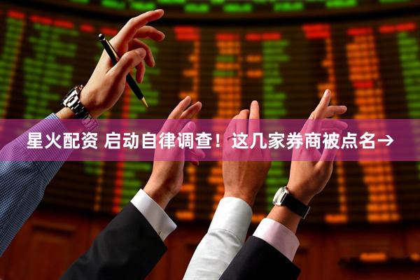 星火配资 启动自律调查！这几家券商被点名→